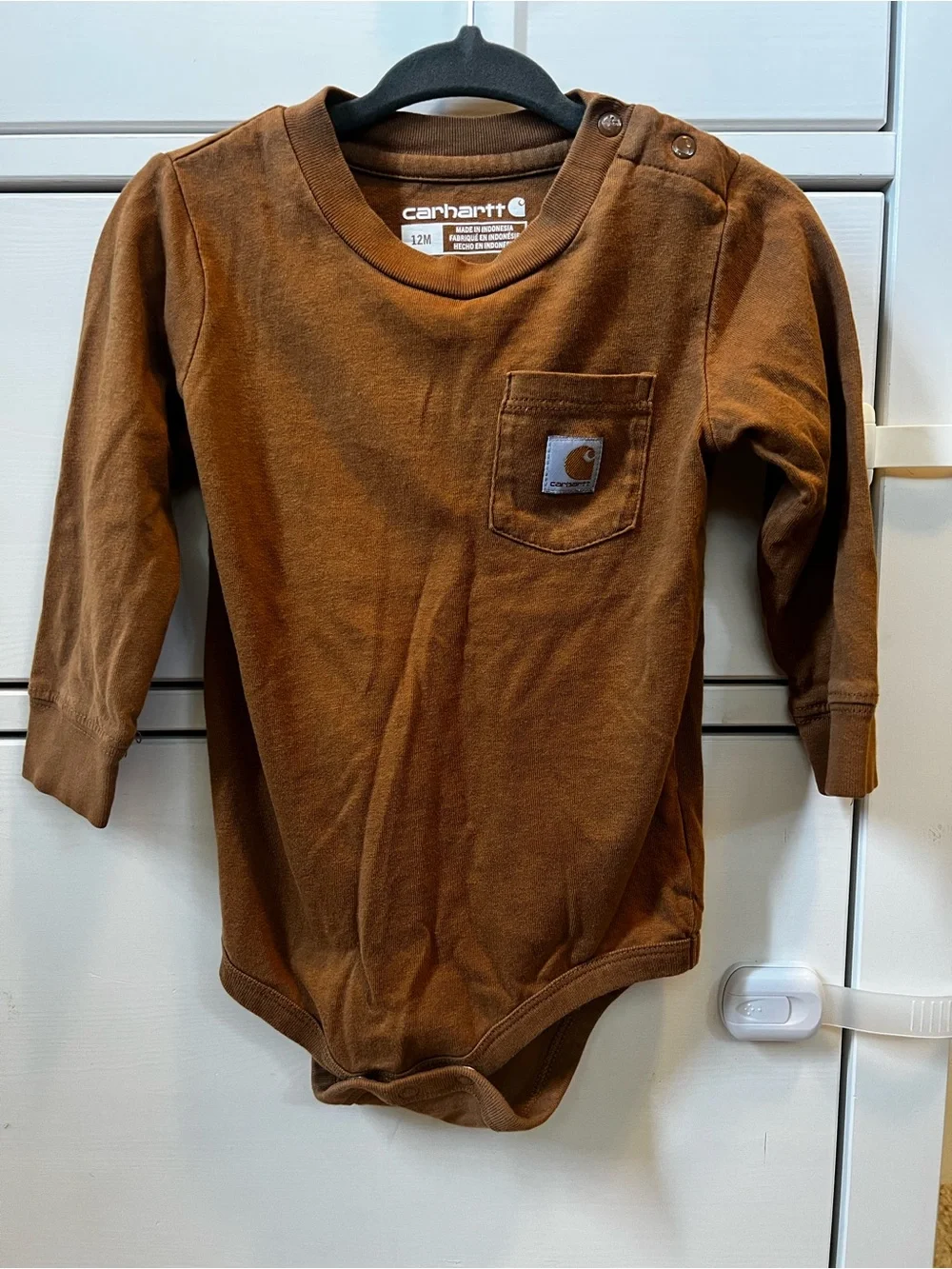Carhartt bundle: Brown Long-Sleeve onsie and Jean overall shorts